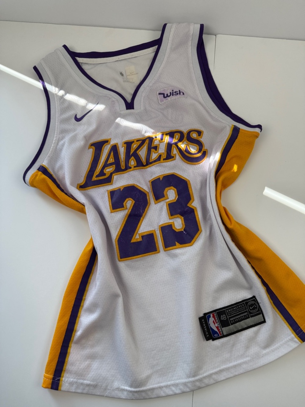 Nike White Lakers #23 Jersey with Purple and Gold Accents